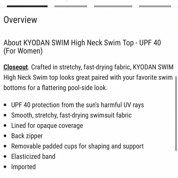 KYODAN • NEW! High Neck Zip Back Floral Swimsuit Top UPF 40 - Pastel Purple - Picture 16 of 16